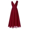 thumbnail image 3 of YONGHS Kids Elegant 3D Swirling Applique Ruched Chiffon Dress Flower Girls Wedding Formal Gowns Burgundy 14, 3 of 7