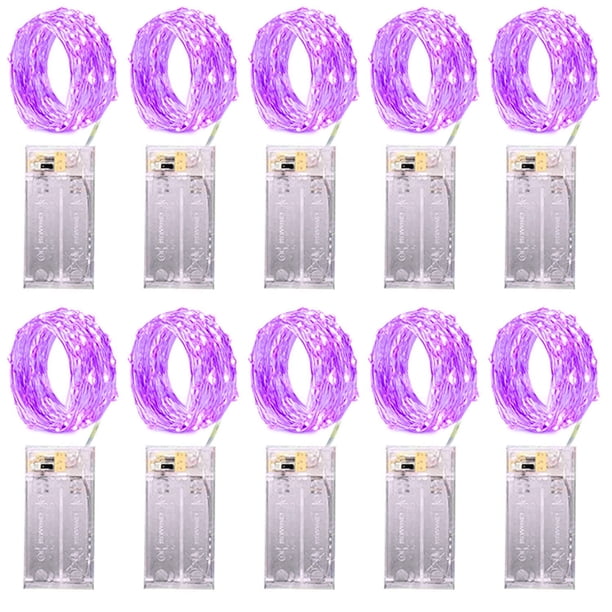 Tira de luces LED de alambre de cobre, 10 piezas, 1M, 2M, 3M, 5M, 50LED, iluminación de vacaciones, hadas para guirnalda de árbol de Navidad, decoración de fiesta de boda