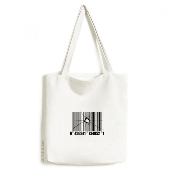 Bar Code Effect Fracture Art Deco Fashion Tote Canvas Bag Shopping Satchel Casual Handbag