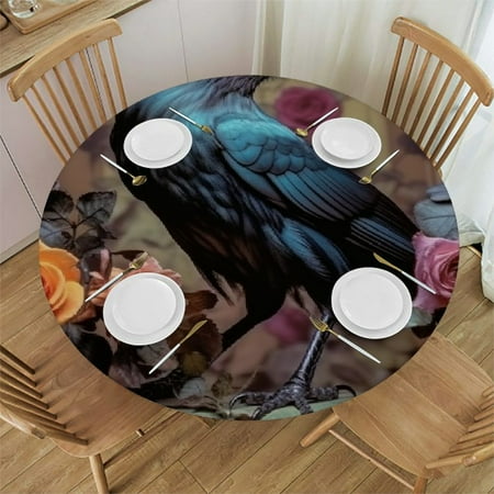 

Autua Flowers Round Table Cover - Stain Resistant Washable 100% Polyester Fiber - Perfect for Indoor Outdoor Tablecloth Kitchen Dining Wedding Parties Picnic Camping 46 -50