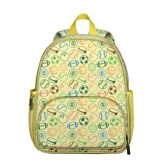 Sports Students Backpack with Basketball and Volleyball Print - Comfortable, Adjustable Straps, Water-Resistant for School Use