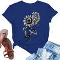 thumbnail image 2 of Liquidation! Uooqdmx T-Shirts Graphiques, Chemises Florales pour Femmes, Chemises Tournesol pour Femmes, T-Shirt Décontracté à Manches Courtes Col Rond Printemps, Hauts de Printemps pour Femmes 2025, Bleu Foncé 3TG, 2 of 3