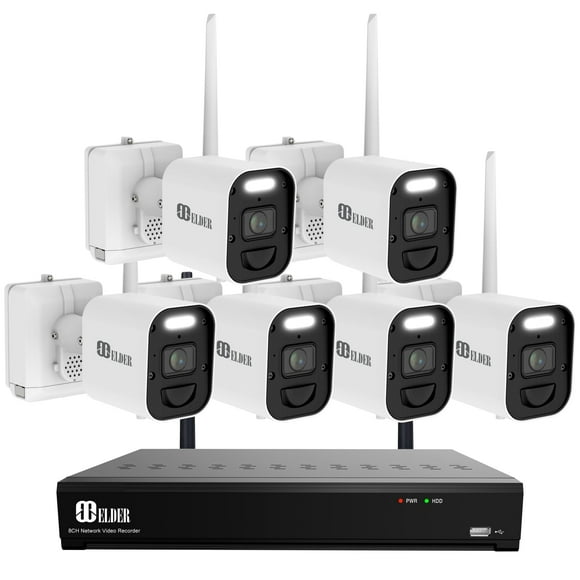 Wireless Security Camera System 4K 1TB Wire-Free, 8Ch NVR 6-Camera Battery WiFi Surveillance Outdoor, Color Night Vision, Spotlight Deterrence & Two-Way Talk