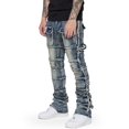 thumbnail image 2 of Gupgi Men's Slim Fit Ripped Jeans Distressed Patchwork Stacked Straight Leg Stretch Denim Pants with Pockets, 2 of 9