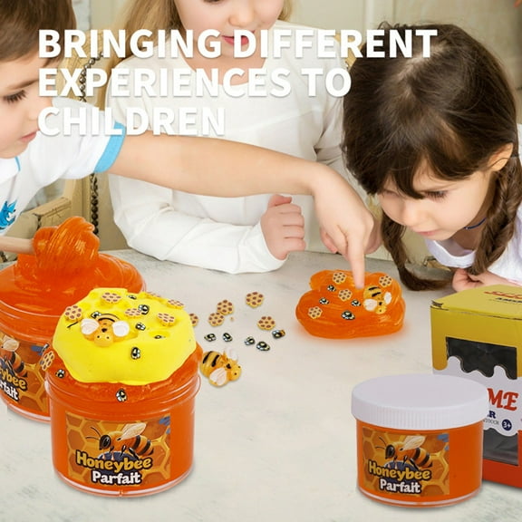 Bee Themed Slime Honey Scent Under 5 ! ELFINDEA Butter Slime Sensory Play Soft SafeKidsToy Creative Fun Stretchable Moldable Aromatherapy Stress Relief Handheld Play
