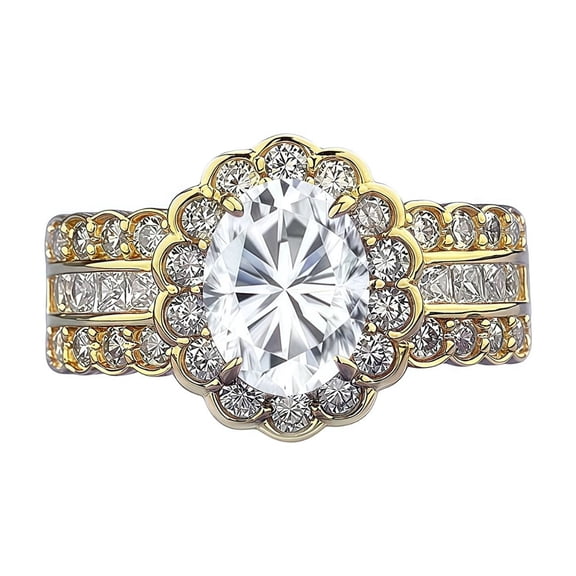 Vintage 1.5 Carat Oval Moissanite Ring D Color VVS1 Clarity Women Engagement Ring 925 Sterling Silver Gold Promise Rings for Her Size 5-9