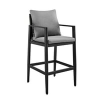 Patio Bar Stool Outdoor Aluminum Grey Cushions Modern Bar Counter Stool