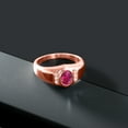thumbnail image 4 of Gem Stone King 1.56 Ct Red Created Ruby White Created Sapphire 18K Rose Gold Plated Silver Men's Ring, 4 of 6