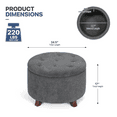 thumbnail image 2 of MoNiBloom Storage Ottoman with Padded Seat, Modern Cotton-linen Footrest, Round Seat Stool, Dark Gray, 2 of 8