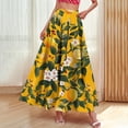 thumbnail image 4 of dazeni Summer Maxi Skirts for Women Fashion Boho Long Skirt Trendy Floral High Waist A Line Beach Skirt Vacation Outfit with Pockets, 4 of 8