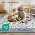 thumbnail image 4 of ODIKA 4'x6' Blue Ivory Victorian Botanical Medallion Washable Area Rug Ornate Traditional Floral Motif Design With Decorative Border Non-Slip, Chair-Friendly, Flatwoven for Home Office, Under Desk, 4 of 7