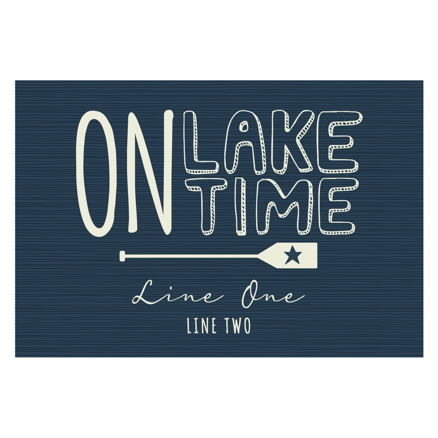 Personalized Planet 27x18 On Lake Time Doormat with Custom Personalization Printed on Blue Rectangular 1/4” Thick Non Slip Mat for Kitchen Hallway Deck or Porch