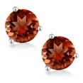 thumbnail image 2 of Gem Stone King 14K White Gold Red Garnet 3 Prong Martini Stud Earrings for Women Men (3.00 Cttw, Gemstone Birthstone, Round 7MM), 2 of 4
