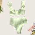 thumbnail image 1 of WREESH Bikini Rehausseur Rayé Taille Haute pour Femmes Ensemble Deux Pièces, 1 of 4