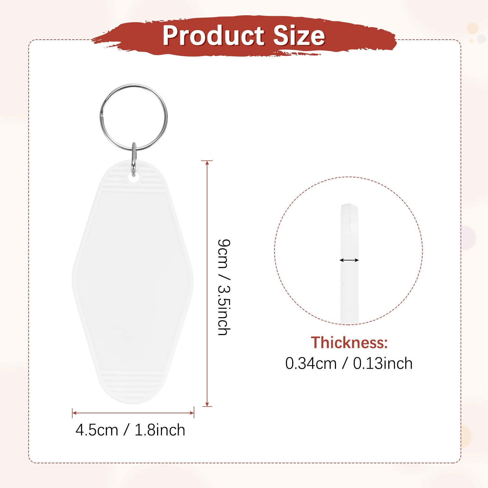Blank Hotel Keychain Tags [60PCS] - Plastic Rhombus Blank Motel Keychain for Luggage Labels [White] Vintage Key Tags