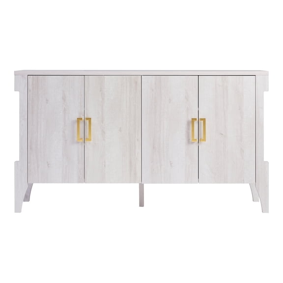 Kroat 4-Door and 6-Shelf Wood Buffet, White Oak