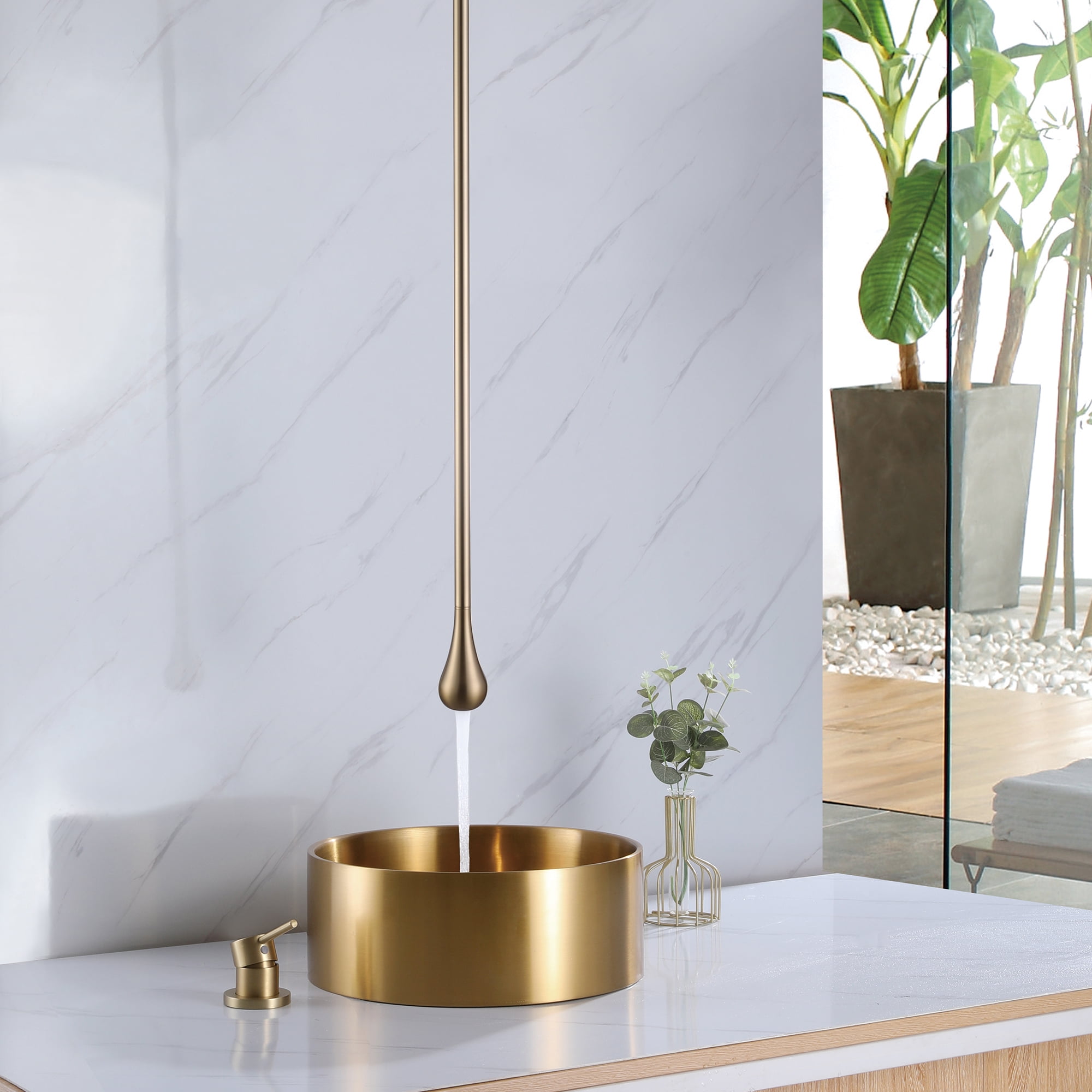Hang Ceiling Mounted Bathroom Faucet, Ceiling Basin Faucet with Water Drop Design Taps Mixer