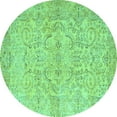 thumbnail image 1 of Ahgly Company Machine Washable Indoor Round Abstract Turquoise Blue Contemporary Area Rugs, 3' Round, 1 of 4
