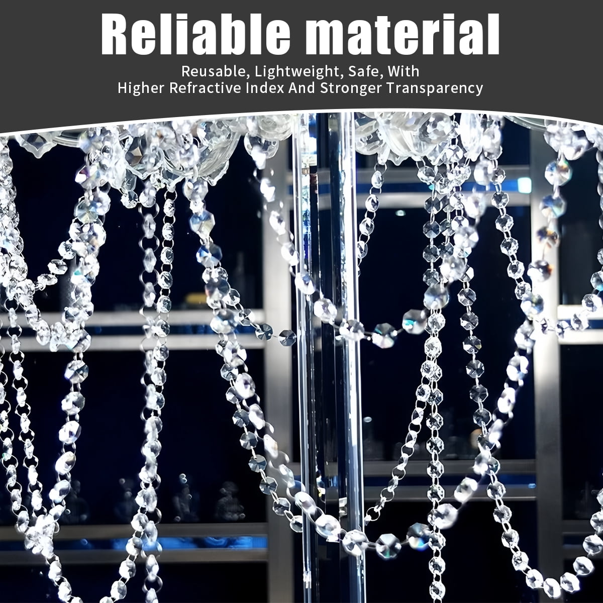 Glass Door Bead Curtains Crystal Chandeliers String Garland 14mm 33ft/10pack - Doorways Room Window Door Wall Bohemian Decor