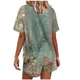 thumbnail image 5 of Summer Savings Clearance! Edvintorg Women Sets Two Pieces 2023 Fashion Women Casual Print Short Sleeve Button Tops Nightwear Shorts Sleepwear Sets Green L, 5 of 6