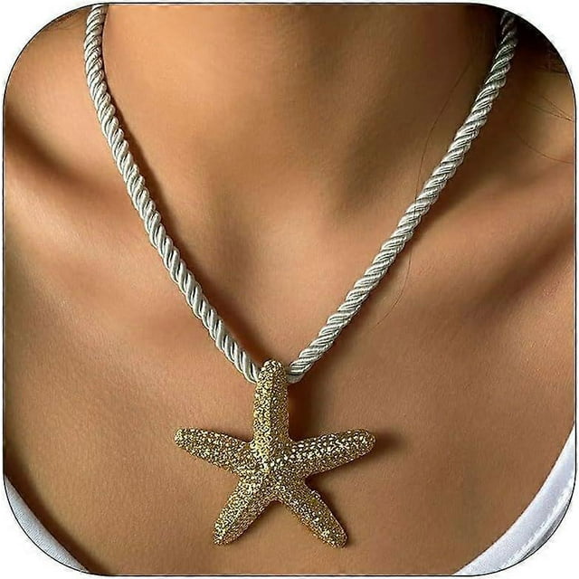 Starfish Necklace Gold Shell Necklace Seashell Necklaces for Women Ocean Necklaces Beach Vacation Essentials Summer Outfits Holiday Jewelry Trendy Bea
