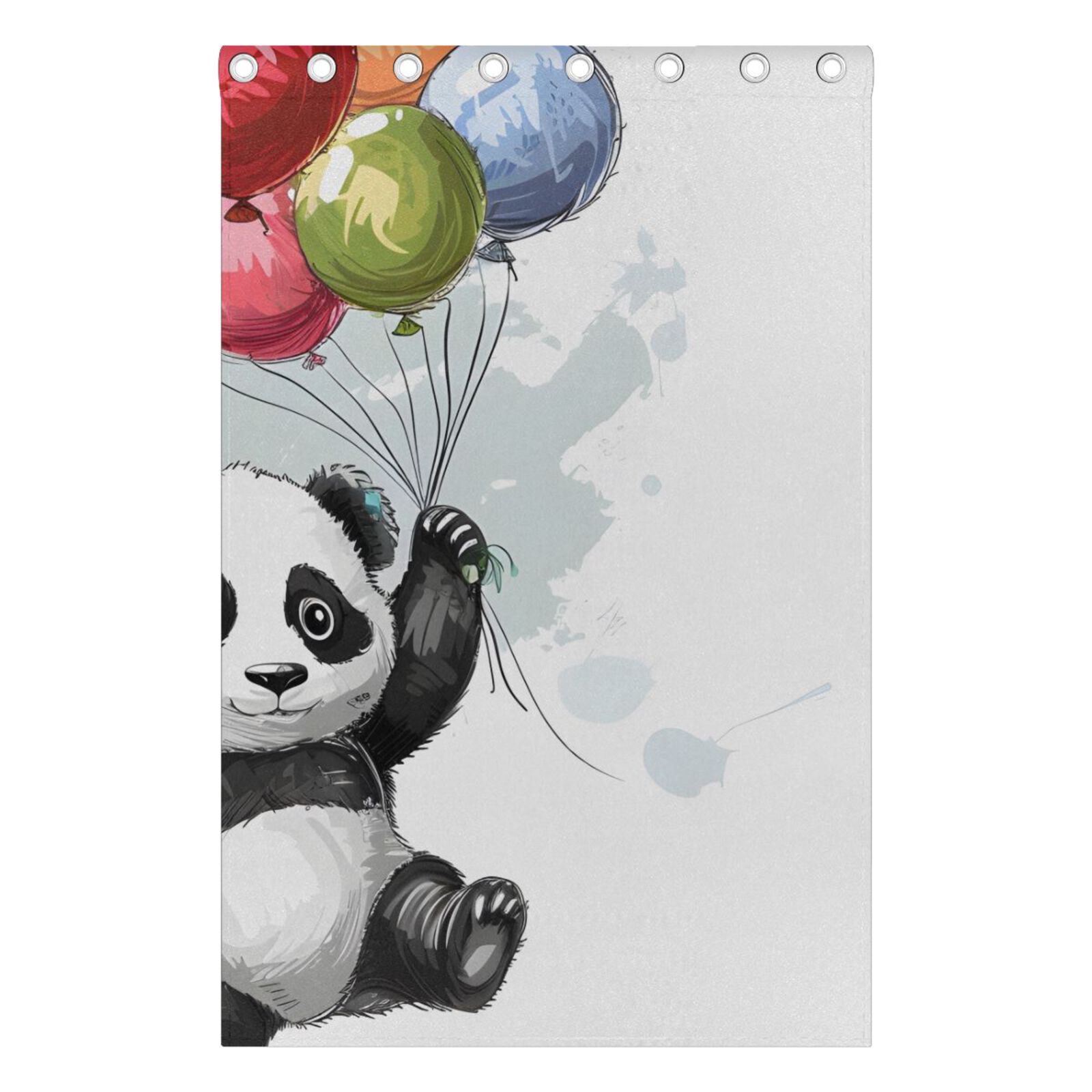 Panda Bear Balloons Black Out Curtains 72 Inch Length Curtains for Sliding Glass Doors Bedroom Living Room 2 Pack