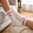 thumbnail image 6 of Cute Cartoon Big Mouth Crew Socks, Colorful Braided Rope Funny Face Casual Cotton Socks, Comfort Soft Daily Wear Mid Calf Socks for Women, 6 of 6