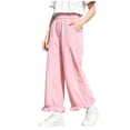 thumbnail image 2 of Antinious Children Girls Solid Elastic Waist Multi Outer Pockets Ruffle Versatile Full Length Pants, 2 of 5