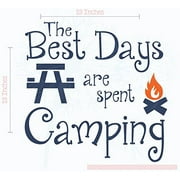 Best Days Spent Camping Family Wall Stickers Vinyl Lettering Quote Wall Decals Summer Art 23x23-Inch Deep Blue