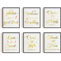 6pcs/Set Wall Decor Painting Canvas Wall Art Wedding Theme Fiber Oil Canvas Hanging Painting Canvas Art Canvas Printing Artwork Wall Decoration Painting for Home(20 * 25cm) Gold