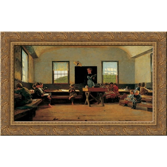 The Country School 24x16 Gold Ornate Wood Framed Canvas Art by Winslow Homer