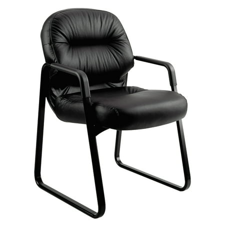 HON 2090 Pillow-Soft Series Leather Guest Arm Chair, Black