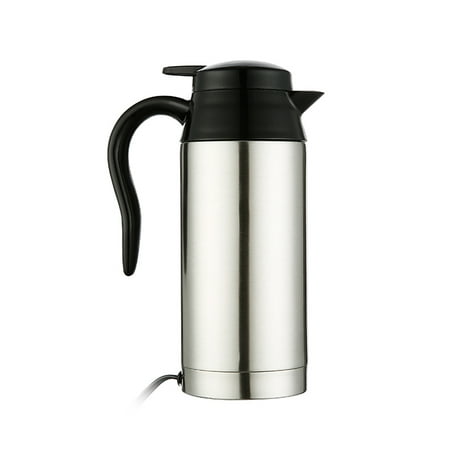 12V Car Based Heating Kettle Cup Electric Stainless Steel 750ml In-Car Travel Trip Coffee Tea Heated Mug Motor Hot Water for Car Truck (Best Water Kettle For Coffee)
