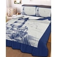 thumbnail image 3 of Quilts Twin XL Size, Lighthouse Soft Comforter Bedding Set for Bed, Ocean Seagull Vintage Navy Blue Coastal Boat Lightweight Quilted Bedspread with Pillow Cover(2 Pieces) for All Season, 68x98 Inch, 3 of 6