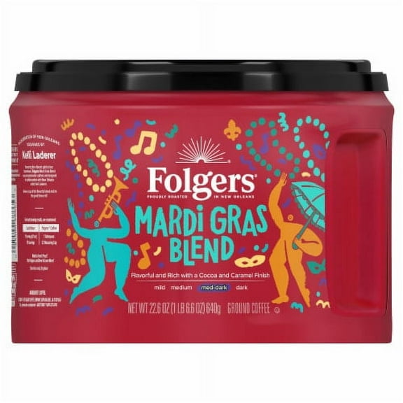 Folgers Mardi Gras Blend Medium Dark Roast Ground Coffee