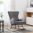 thumbnail image 1 of Rocking Chair Nursery, Teddy Fabric Rocking Chair with Padded Seat Cushion and High Backrest, Comfy Accent Glider Chair, Modern Small Rocking Chair for Nursery, Living Room, Bedroom, Grey, 1 of 9