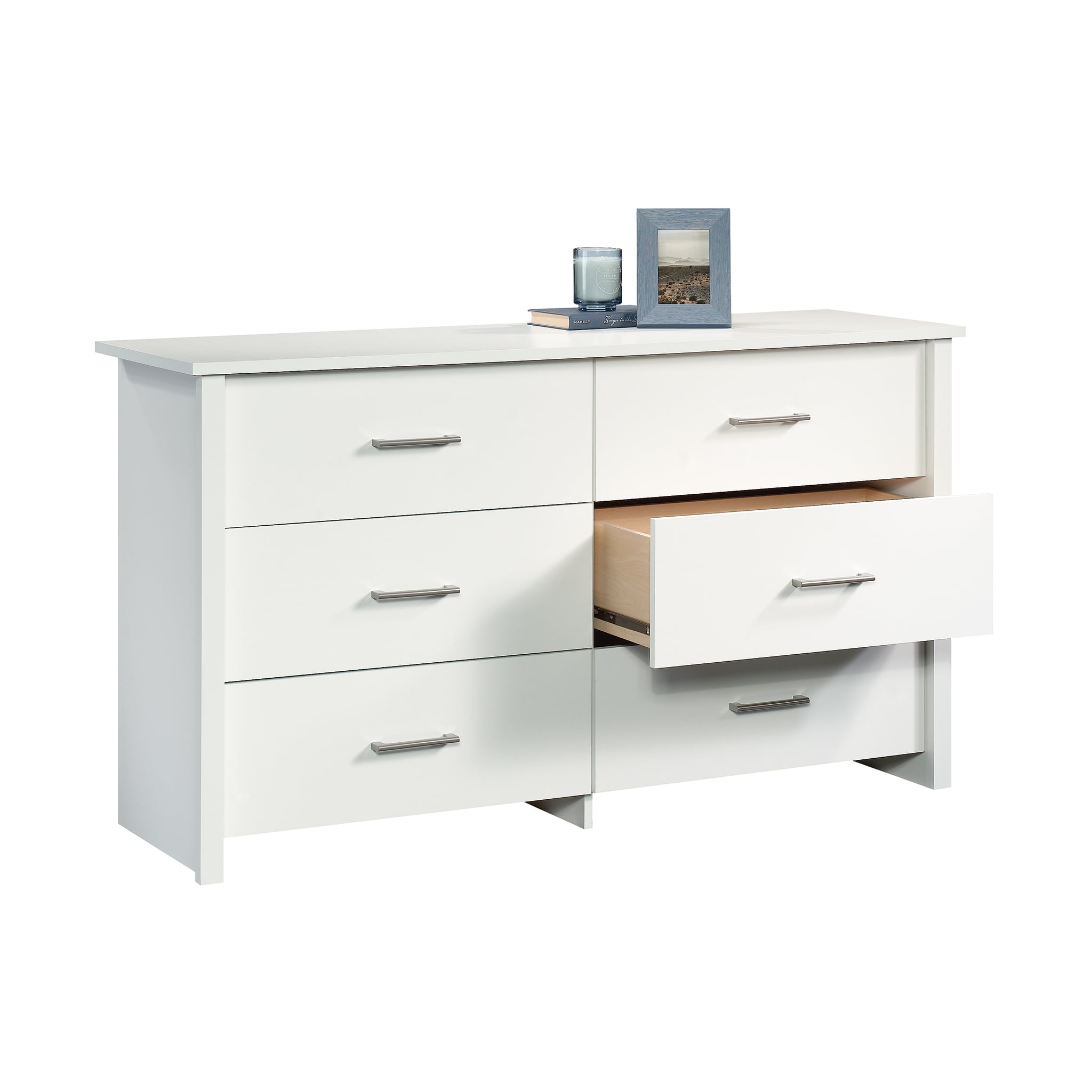Mainstays Hillside 56.8" Wide 6-Drawer Dresser, Soft White Finish