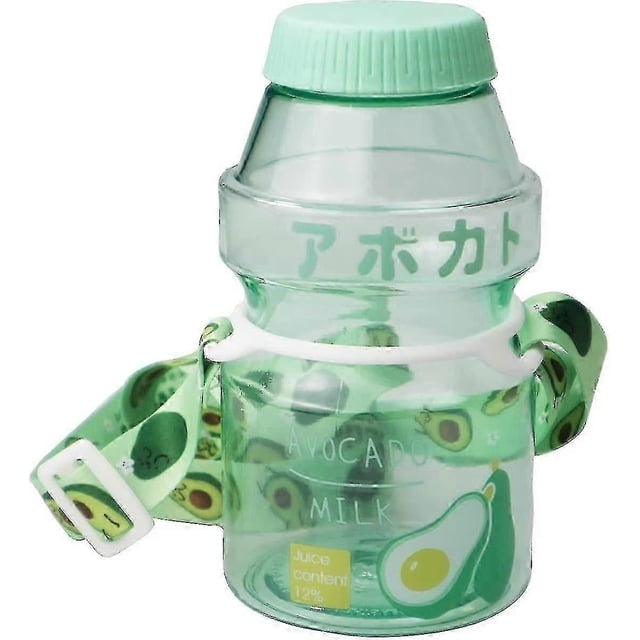 Plastic Fruit Juice Water Bottle Milk Cartoon Shaker Bottle, 16oz/480ml Transparen
