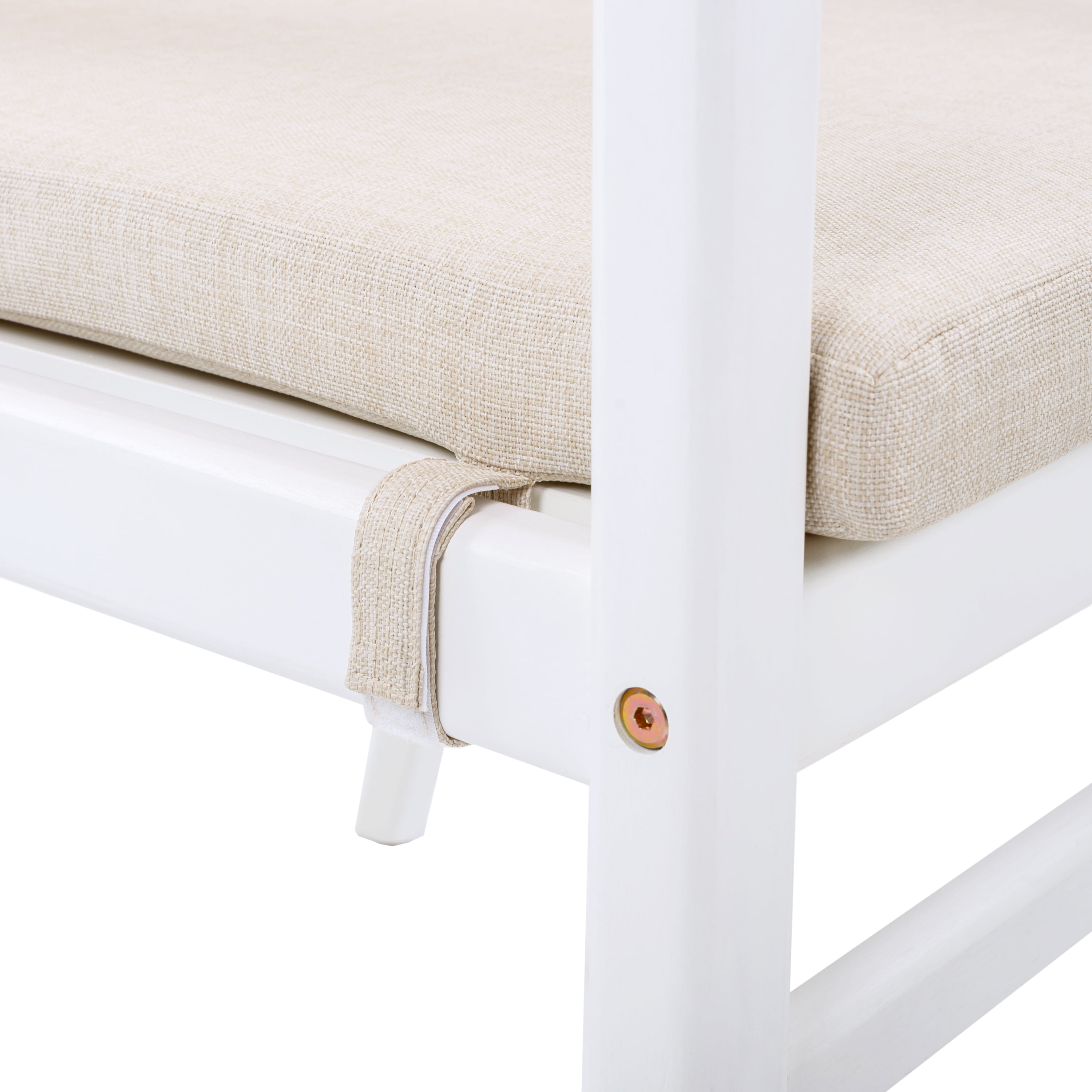 MAYEERTY 2 - Piece Outdoor Dining Chairs Acacia Wood Patio Armchair White Frame Rope - Design Back 400lbs Weight Capacity