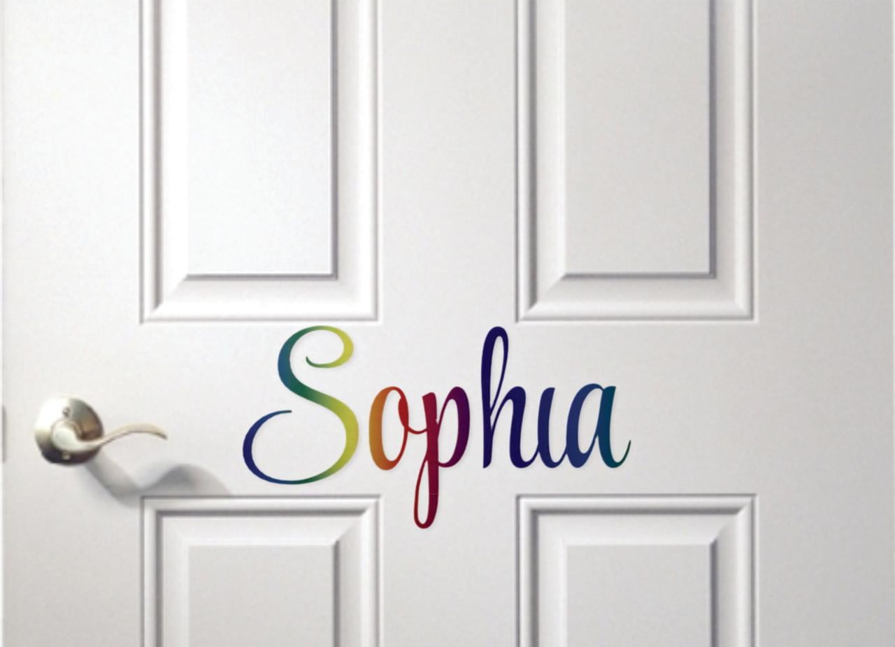 Home Décor Bedroom Decor Tween Decor 12x20.75 Name Sticker Rainbow