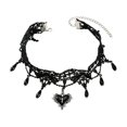 thumbnail image 2 of Leeye Witch Figure White Lace Gothic Choker Necklace For Red Heart Pendant Teardrop Bead Tassel Collar Jewelry Halloween Dark Pun Cosplay, 2 of 5