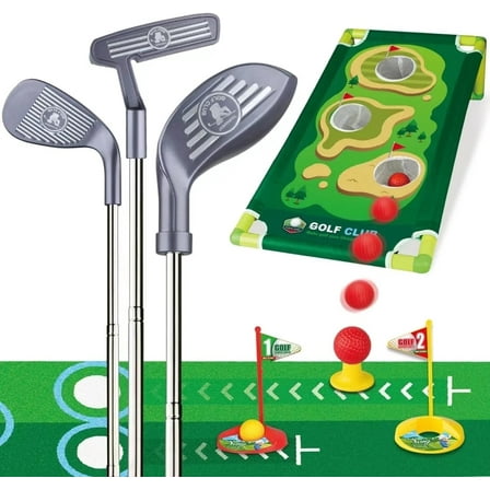 Kids Golf Set, Mini Golf Set for kid, Golf Ball Game with Practice Mat & Cornhole Board, Sports Toys Outdoor Toys Birthday Gifts for Boys Girls 3 4 5 6 Ages Year Old