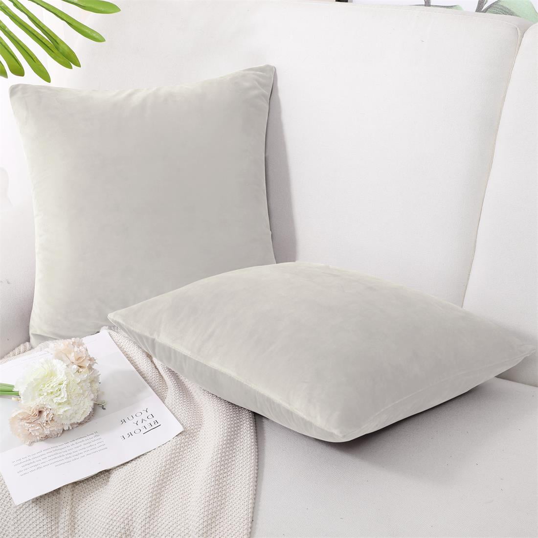 PiccoCasa Striped Decorative Throw Pillow Covers, Striped Cushion Covers, Sofa Pillow Covers Solid Velvet White 16x16 Inch