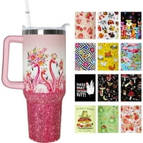 40 oz Flamingo Tumbler with Handle and Straw Lid 40oz Flamingo Themed Gifts for Flamingo Lover Double Stainless Steel Insulated Cup Flamingo Travel Coffee Mug