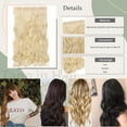 thumbnail image 3 of Hairro One Piece 3/4 Full Head Clip In Hair Extensions 17" Inch Curly 5 Clips Wavy Hairpieces Heat Resistant - Bleach Blonde(Weight:120g), 3 of 7