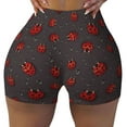 thumbnail image 2 of Haiem Red Ladybugs On Dark Background No Front Seam Biker Shorts for Women Yoga Workout Gym Bike Shorts with Tummy Control Moisture-Wicking-Small, 2 of 9