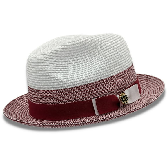 Montique Red Two Tone Braided Pinch Fedora Hat H69