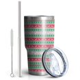 thumbnail image 2 of 30oz Red and Green Christmas Pattern Tumblers Stainless Steel Tumbler with Lid and Straw,Vacuum Insulated Double Wall Travel Tumbler Cups Mug with Cleaning Brush for Coffee,Tea, 2 of 7