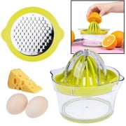 Manual Juicer, Citrus Lemon Orange Hand Squeezer with Built-in Measuring Cup and Grater Anti-Slip Reamer Extraction Egg Separator, 12-Ounce Capacity, Green