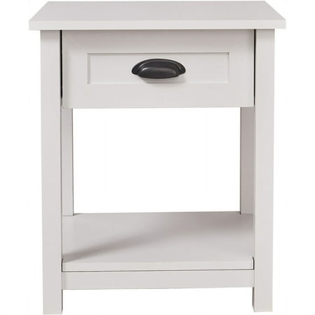 Click Decor - Traditional Wood 1-Drawer Night Stand - White